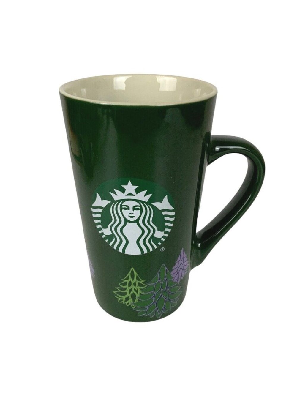 Starbucks Green Christmas Tree Holiday Coffee Mug 16 Oz Ceramic Mermaid Logo